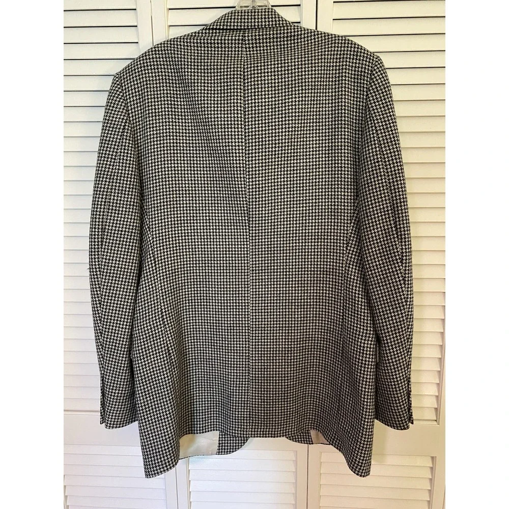 Vintage Oscar de la Renta Blazer Mens 42R Houndstooth Hand Tailored Preppy Wool